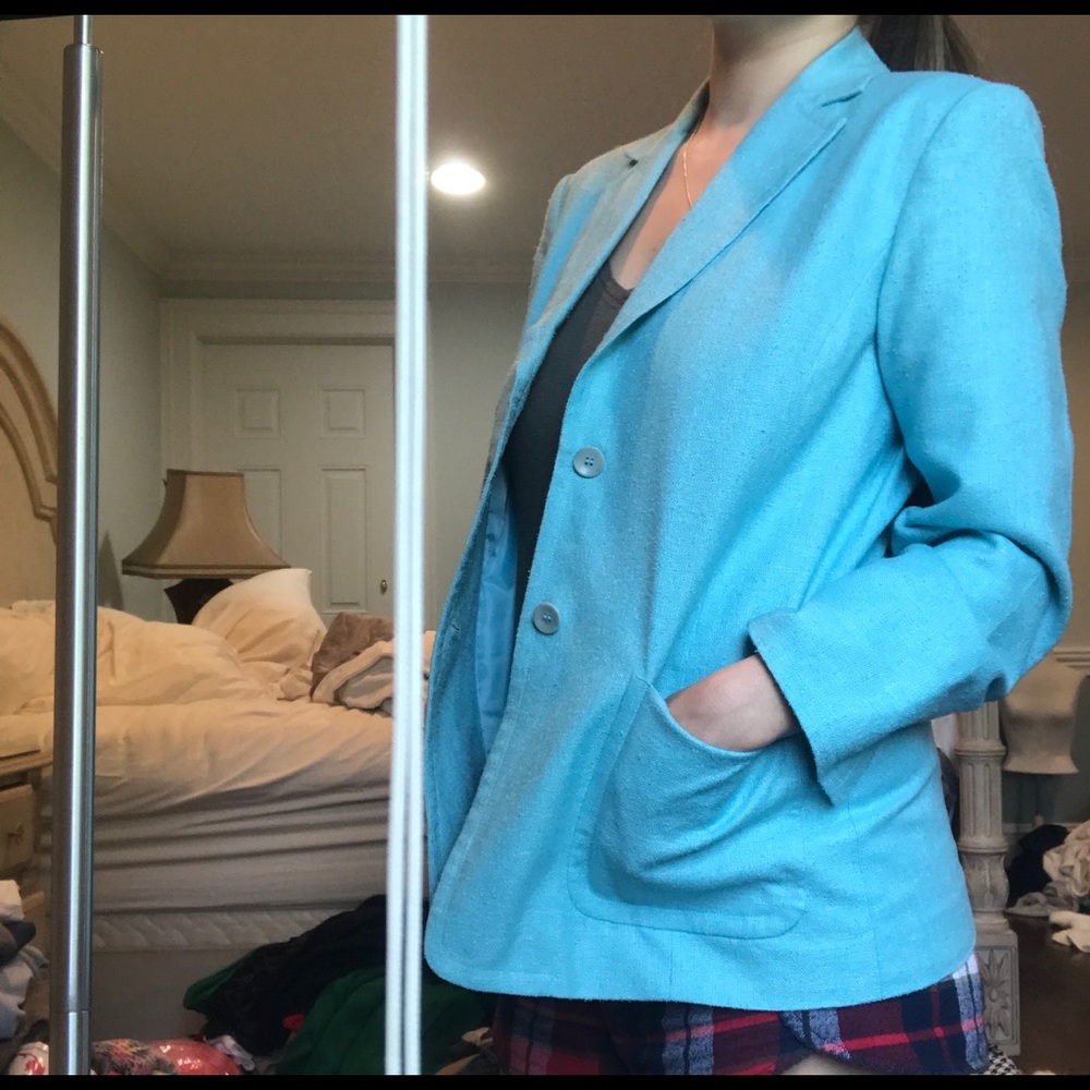 Vintage Turquoise Silk Blazer 💙